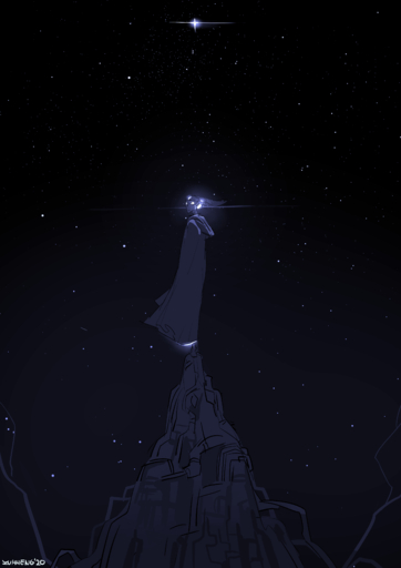 2021 absurd_res anthro detailed_background digital_media_(artwork) hi_res male night outside sky solo standing star starry_sky unknown_species zummeng // 3000x4243 // 834KB