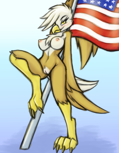 2018 accipitrid accipitriform american_eagle anthro areola avian bald_eagle beak bird breasts brown_body brown_feathers eagle evilymasterful feathers female flag genitals looking_at_viewer nipples non-mammal_breasts pussy sea_eagle solo stars_and_stripes talons united_states_of_america white_body white_feathers yellow_beak // 893x1155 // 852.8KB