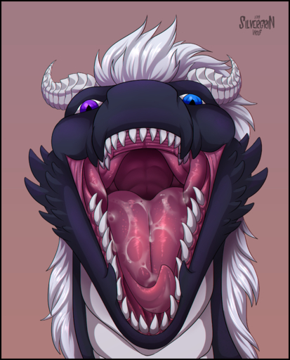 absurd_res black_border bodily_fluids border dragon drooling fangs feral hi_res male mouth_shot open_mouth saliva sharp_teeth silvergrin solo teeth vore // 2822x3500 // 4.6MB