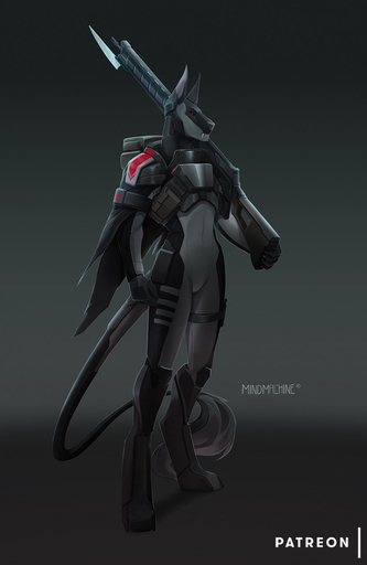2020 5_fingers acrador anthro canid canine canis digital_media_(artwork) fingers gun hi_res holding_gun holding_object holding_weapon indomina_veridia_(indominusssd) jackal male mammal mindmachine ranged_weapon solo standing weapon // 833x1280 // 81.1KB
