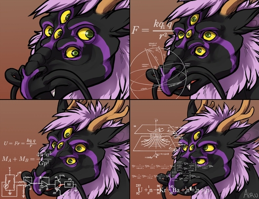 6_eyes airu ambiguous_gender asian_mythology barbel_(anatomy) black_body black_fur confusion dragon east_asian_mythology eastern_dragon feral flesh_whiskers fur green_eyes horn humor math math_lady meme multi_eye multicolored_body multicolored_fur multifur mythology purple_body purple_fur reaction_image signature solo teeth thinking two_tone_body two_tone_fur yellow_sclera // 1280x984 // 330.6KB