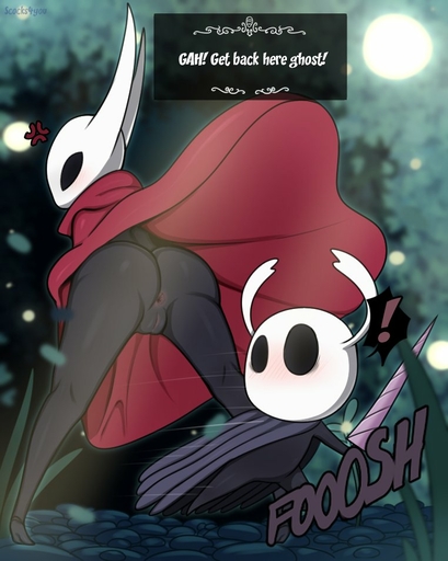! ambiguous_gender anthro anus battle black_body black_skin butt cape cape_only clothed clothing cross-popping_vein dialogue duo english_text fecharis female genitals hollow_knight hornet_(hollow_knight) looking_back melee_weapon mostly_nude no_underwear onomatopoeia protagonist_(hollow_knight) pussy rear_view scocks4you sound_effects sword talking_to_another team_cherry text upskirt vessel_(species) video_games weapon // 762x955 // 92.1KB