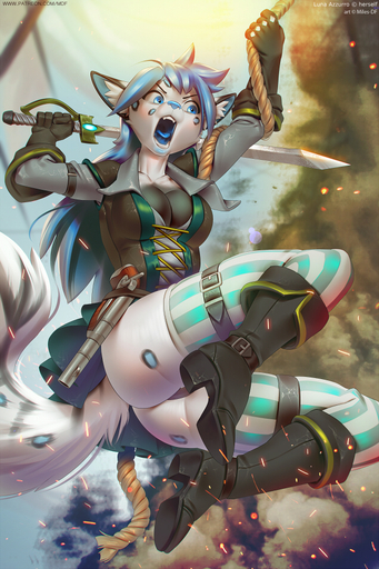 5_fingers anthro blue_tongue breasts camel_toe clothed clothing detailed_background domestic_cat felid feline felis female fingers gloves hair handwear holding_object holding_sword holding_weapon mammal melee_weapon miles_df open_mouth pirate sword teeth tongue weapon // 633x950 // 715.4KB