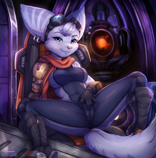 5_fingers anthro blue_eyes blush bodysuit breasts camel_toe clothed clothing detailed_background ear_piercing ear_ring evomanaphy female fingering fingers fully_clothed fur hi_res lombax looking_at_viewer mammal masturbation masturbation_through_clothing piercing purple_body purple_fur ratchet_and_clank rivet_(ratchet_and_clank) skinsuit smile solo sony_corporation sony_interactive_entertainment spread_legs spreading tight_clothing vaginal vaginal_masturbation video_games // 1500x1512 // 305.7KB