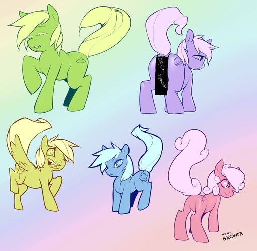 2011 abstract_background blue_eyes blue_hair butt censored cutie_mark doxy equid equine eyes_closed feathered_wings feathers female green_eyes green_hair group hair horse lips looking_at_viewer male mammal pegasus pink_eyes pink_hair purple_eyes purple_hair raised_tail simple_background what wings // 1176x1148 // 208.6KB
