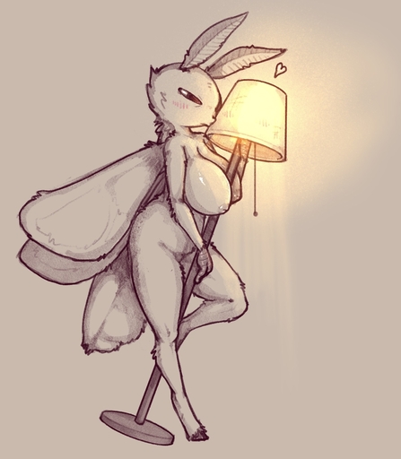 2021 <3 anthro arthropod big_breasts breasts female full-length_portrait hi_res insect kissing lamp lepidopteran moth narrowed_eyes nipples non-mammal_breasts non-mammal_nipples nude portrait scruffythedeer solo squint // 1215x1392 // 272.4KB