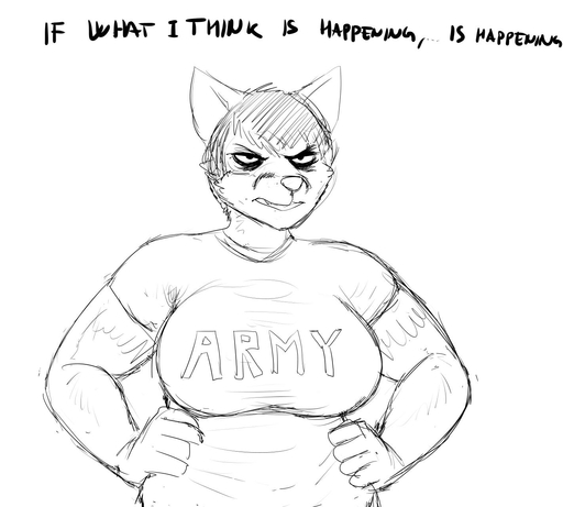 2019 5_fingers angry anthro big_breasts breasts canid canine clothed_breasts clothing dialogue english_text female fingers fox hi_res hladilnik mammal military monochrome peggy_patterson simple_background sketch slightly_chubby solo text // 1422x1280 // 134.2KB