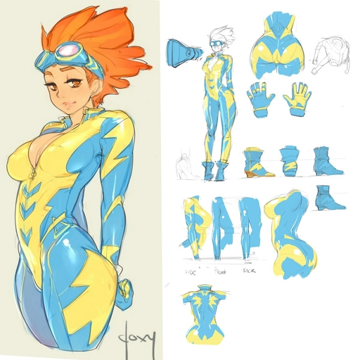 1:1 alternate_species big_breasts bodysuit breasts butt clothing doxy eyewear female goggles hair half-closed_eyes hands_behind_back hi_res human humanized mammal model_sheet narrowed_eyes not_furry orange_hair side_view skinsuit solo spitfire_(mlp) tight_clothing wonderbolts_(mlp) // 1200x1200 // 189.1KB