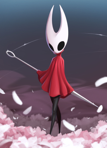 2021 absurd_res anthro arthropod black_eyes clothing female flower hi_res hollow_knight horn hornet_(hollow_knight) plant pudgeruffian solo string team_cherry video_games weapon // 2800x3879 // 9.1MB
