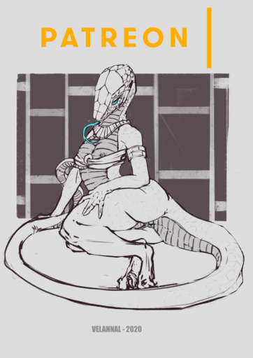 2020 anthro blue_eyes blue_tongue bottomless breasts clothed clothing female hi_res long_tail long_tongue nipples non-mammal_breasts reclining reptile scalie snake solo spot_color thick_thighs tongue velannal zmia // 848x1200 // 466.4KB