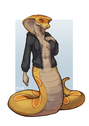 2022 apode breasts clothing digital_media_(artwork) draconcopode female fingers foxovh hi_res legless naga navel non-mammal_breasts reptile scalie serpentine simple_background smile snake solo // 905x1280 // 385.3KB