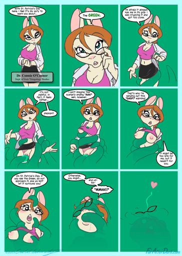 anthro asphyxiation assisted_exposure big_breasts blush bodily_fluids bottomwear breasts brown_hair cleavage clothed clothing coat colored_cum comic cum cum_in_mouth cum_in_pussy cum_inside dialogue english_text eric_schwartz eyewear female forced fur genital_fluids genitals glasses goo_creature goo_tentacles green_cum green_goo green_tentacles hair hi_res lab_coat lagomorph leporid looking_at_viewer mammal midriff navel nipples open_mouth oral oral_penetration penetration pussy rabbit rape restrained shirt simple_background skirt solo tan_body tan_fur tank_top tentacle_in_mouth tentacle_penetration tentacle_rape tentacle_sex tentacles text tongue tongue_out topwear translucent translucent_tentacles underwear unusual_bodily_fluids unusual_cum unusual_genital_fluids vaginal vaginal_penetration // 910x1280 // 307.0KB