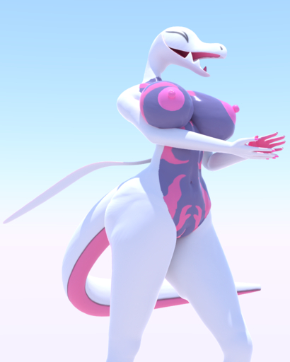 3d_(artwork) absurd_res anthro applause areola big_areola big_breasts breasts digital_media_(artwork) female furylover223 genitals hi_res huge_breasts huge_filesize humanoid_fingers lizard nipples non-mammal_breasts non-mammal_nipples nude pokemon_(species) pussy reptile reptilligator salazzle scalie shiny_pokemon solo video_games // 2731x3413 // 71.2MB