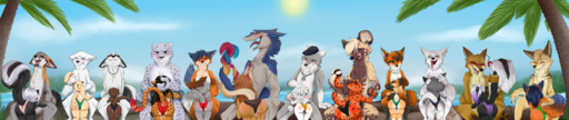 absurd_res african_wild_dog andy_(oc) anthro arzmx arzmx_(character) bovid canid canine canis caprine cass_(oc) cheetah clothing coyote diana_rayablanca ear_piercing ear_ring feather_earring felid feline female fox group hi_res hybrid kiro_(kiroyal) lagomorph landsec_(character) leopardus leporid long_image lutrine male malefemale mammal mephitid miles_(milesupshur47) milo_(juantriforce) mustelid ocelot oral pantherine piercing predatorprey rabbit sergal sheep skunk snow_leopard swimwear tiger victorique_(victorique06) wide_image wolf // 12672x2684 // 21.2MB