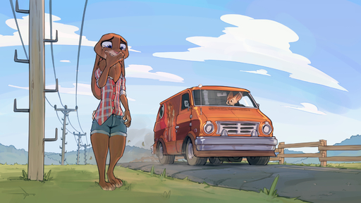 16:9 2021 ambiguous_gender angelica_(mama_sally) anthro barefoot biped blue_eyes blue_sky bodily_fluids bottomwear brown_body brown_fur canid canine clothed clothing cloud covering covering_mouth crying cutoffs denim denim_clothing detailed_background digital_media_(artwork) driving duo fan_character feet fence fennec finnick flannel_shirt fox fur grass hi_res lagomorph leporid looking_down mammal medium_truck outside plant rabbit samur_shalem shaded shirt shorts signature sky standing tears topwear truck_(vehicle) van vehicle vulpes widescreen // 1920x1080 // 1.2MB
