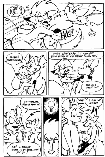 <3 anthro breasts canid canine canis comic domestic_dog duo english_text eric_schwartz featureless_breasts female fox genitals glomp hug idea light_bulb male mammal monochrome nude outside penis penis_grab tammy_vixen text tor_dog // 672x1000 // 198.9KB