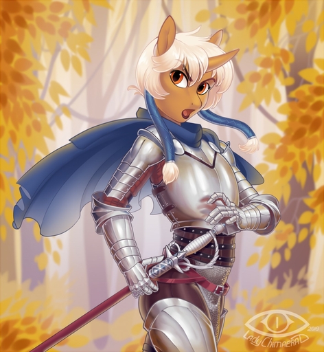 2021 anthro armor autumn blonde_hair braided_hair cape chainmail clothing equid equine eyebrows eyelashes fan_character fantasy female gambeson hair hi_res horn horse knight ladychimaera mammal medieval melee_weapon plate_armor pony rapier sword unicorn warrior weapon // 1179x1280 // 237.4KB
