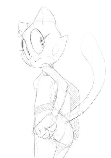 anthro breasts butt clothed clothing domestic_cat dress felid feline felis female filthypally hi_res looking_at_viewer mammal monochrome shima_luan solo super_planet_dolan // 979x1388 // 221.4KB