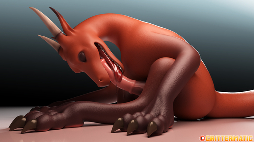 2019 3d_(artwork) angus_(critterclaws) animal_genitalia animal_penis autofellatio bodily_fluids claws crittermatic detailed digital_media_(artwork) dragon equine_penis erection feet feral genitals hi_res hindpaw horn male masturbation nude open_mouth oral oral_masturbation paws penile penile_masturbation penis quadruped saliva simple_background solo teeth toe_claws toes tongue // 3000x1688 // 2.2MB