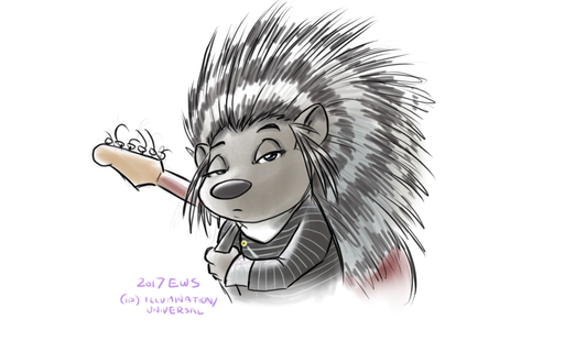 16:10 2017 anthro ash_(sing) clothing crested_porcupine eric_schwartz female fur grey_body grey_fur grey_nose guitar hystricid illumination_entertainment looking_at_viewer mammal musical_instrument plucked_string_instrument porcupine pose quills rodent simple_background sing_(movie) solo string_instrument unimpressed white_background // 1280x800 // 137.1KB