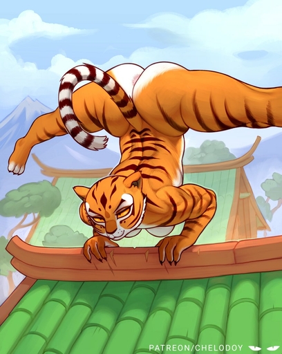 anthro anus balancing big_butt brown_body butt chelodoy dreamworks felid female flexible kung_fu_panda mammal master_tigress multicolored_body muscular muscular_female nude orange_body pantherine rooftop solo splits spread_legs spreading striped_body stripes thick_thighs tiger training upside_down white_body wide_hips yellow_sclera // 876x1100 // 127.0KB