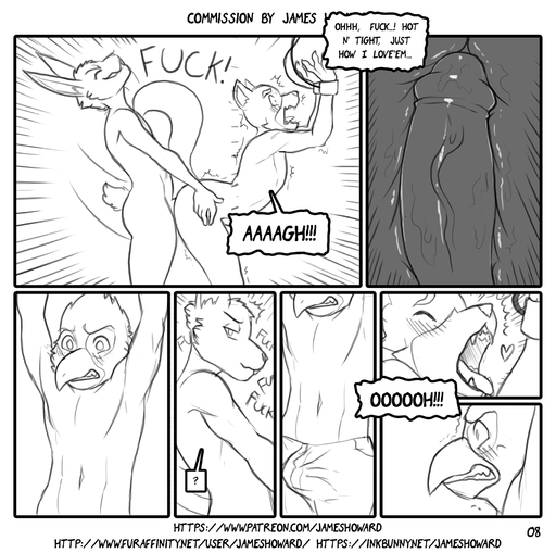 anal anal_penetration avian beak bird black_and_white blush bound bulge canid canine caught clenched_teeth clothed clothing comic dialogue digital_drawing_(artwork) digital_media_(artwork) dominant dominant_male english_text erection eyes_closed falco_lombardi falcon falconid forced forced_to_watch fox fox_mccloud genitals group hi_res humanoid_genitalia humanoid_penis internal james_howard lagomorph leporid looking_at_another male malemale male_penetrating mammal moan monochrome nude open_mouth penetration penis profanity rabbit sex sketch submissive submissive_male teeth text tight_orifice tongue tongue_out topless url video_games voyeur // 1821x1809 // 996.6KB