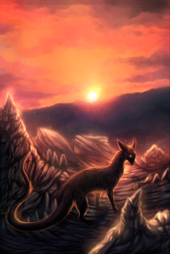 ambiguous_gender day detailed_background digital_media_(artwork) feral fur hioshiru nude outside quadruped sky solo species_request // 800x1199 // 1.3MB