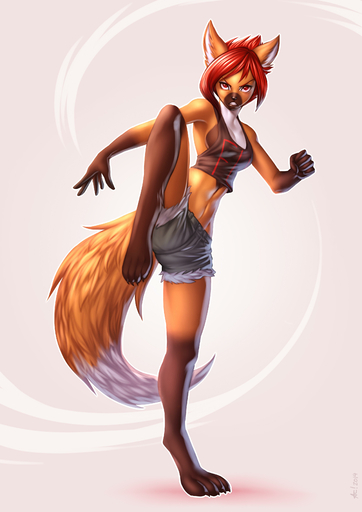 2014 abstract_background absurd_res alanscampos anthro biped black_nose bottomwear breasts brown_body brown_fur canid canine claws clothed clothing female fur hair hi_res hindpaw kira_(topazfox) looking_at_viewer mammal maned_wolf midriff navel orange_body orange_fur paws pose red_eyes red_hair shirt short_hair shorts side_boob simple_background skimpy solo standing teeth topwear white_body white_fur // 2480x3507 // 859.4KB