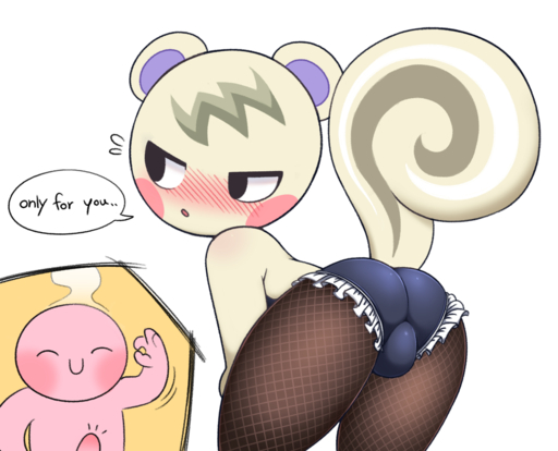 2019 animal_crossing anthro balls_in_panties balls_outline blush butt clothing duo english_text erection fur genital_outline male mammal marshal_(animal_crossing) nintendo penis presenting pururing rodent sciurid simple_background text tree_squirrel video_games white_background white_body white_fur // 1457x1179 // 841.5KB