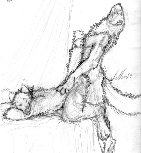 anal anal_penetration bedroom brothel canid canine canis coyote duo from_behind_position graphite_(artwork) grin gulonine hi_res inside lying male malemale male_penetrated male_penetrating male_penetrating_male mammal marten monochrome mustelid musteline on_front orgasm pencil_(artwork) penetration pine_marten prescott raised_tail rough_sex sex sketch smile tail_grab tail_grapple tail_hug tongue tongue_out traditional_media_(artwork) tuuwa vellum // 2040x2214 // 3.2MB