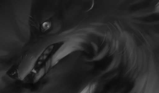 blood bodily_fluids canid canine canis feral greyscale hauringu looking_at_viewer mammal monochrome solo wolf // 1024x599 // 30KB