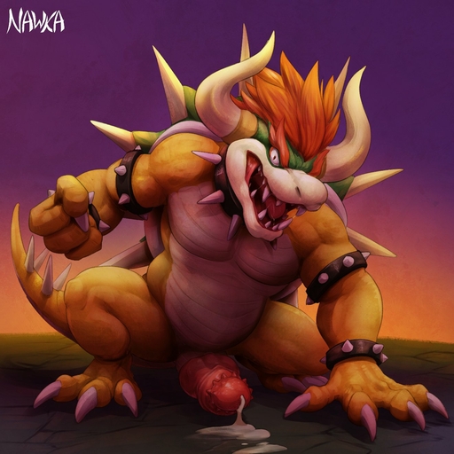 1:1 2020 4_fingers animal_genitalia animal_penis anthro bodily_fluids bowser bracelet claws collar cum cum_on_ground erection fingers genital_fluids genitals giga_bowser hair hi_res horn jewelry knot koopa looking_at_viewer male muscular muscular_anthro muscular_male nawka nude open_mouth penile_spines penis red_eyes red_hair saliva scalie sharp_teeth signature solo spiked_bracelet spiked_collar spiked_tail spikes spikes_(anatomy) teeth toe_claws tongue video_games // 1320x1320 // 190.5KB