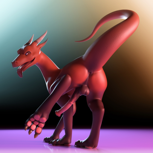 1:1 2019 3d_(artwork) absurd_res angus_(critterclaws) animal_genitalia animal_penis anus balls butt claws crittermatic digital_media_(artwork) dragon equine_penis erection feral genitals hi_res horn looking_at_viewer looking_back male open_mouth paws penis raised_leg rear_view red_eyes scalie solo teeth tongue tongue_out western_dragon // 3000x3000 // 7.4MB