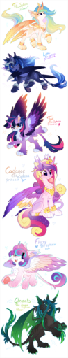 2019 absurd_res black_body black_fur blue_eyes cosmic_hair dragon english_text ethereal_hair feathered_wings feathers felid female feral fur grey_body grey_fur group hi_res hioshiru hybrid long_image mammal mythological_sphinx paws pink_body pink_eyes pink_fur princess_celestia_(mlp) princess_luna_(mlp) pseudo_hair purple_body purple_fur simple_background smile tall_image text white_background wings // 916x4765 // 3.5MB