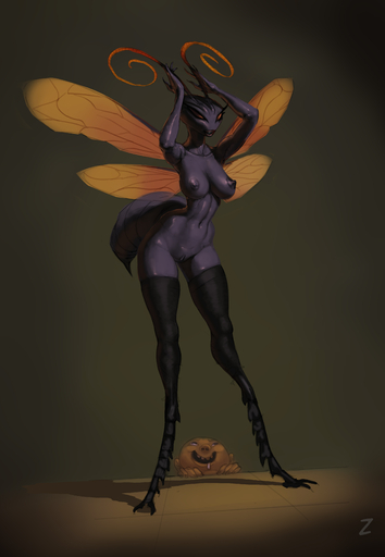 2015 absurd_res antennae_(anatomy) anthro arthropod arthropod_abdomen bodily_fluids breasts clothing compound_eyes drooling duo female genitals hi_res human hymenopteran insect insect_wings legwear long_legs male mammal nipples non-mammal_breasts nude pussy saliva solo_focus spider_wasp stinger stockings tarantula_hawk_wasp thigh_highs video_games voyeur wasp wide_hips wings zaggatar // 2459x3553 // 914KB