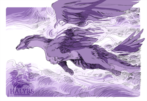 2019 ambiguous_gender digital_media_(artwork) dragon feathered_dragon feathered_wings feathers feral fur furred_dragon halybs mystical_stratus paws purple_theme solo wings // 1200x828 // 1.1MB