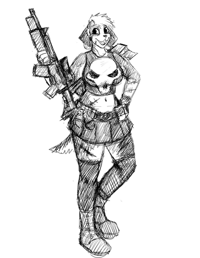 2019 anthro ar-15 assault_rifle boots bottomwear canid canine clothing crop_top female fingerless_gloves footwear full-length_portrait gloves grenade_launcher gun handwear hi_res hladilnik holding_gun holding_object holding_weapon legwear looking_at_viewer m203 m4 mammal marvel midriff miniskirt monochrome open_mouth portrait ranged_weapon rifle samantha_thott scar scope shirt simple_background skirt smile solo standing stitch_(disambiguation) stockings the_punisher thigh_highs topwear weapon white_background // 1120x1440 // 199.0KB