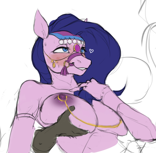 <3 ambiguous_gender amira_(mlp) anthro areola big_breasts bit_gag bite biting_lip blush bodily_fluids breast_grab breasts bridle duo equid equine faceless_character female femaleambiguous from_behind_position gag grope hand_on_breast horse jewelry lidded_eyes looking_pleasured mammal nipple_chain nipple_piercing nipples nude piercing purple_areola purple_nipples saddle_arabian_(mlp) sex simple_background sketch smile sweat third-degree_apathy unfinished white_background // 806x793 // 322.0KB