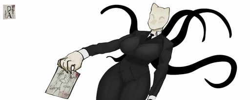 absurd_res anthro big_breasts black_suit breasts clothed clothing creepy creepypasta cryptid curvy_figure digital_media_(artwork) faceless_character faceless_female female goonie-san hi_res humanoid monster monstrous_humanoid simple_background slenderman solo standing suit tentacles text video_games voluptuous white_background white_body wide_hips // 4096x1638 // 210.9KB