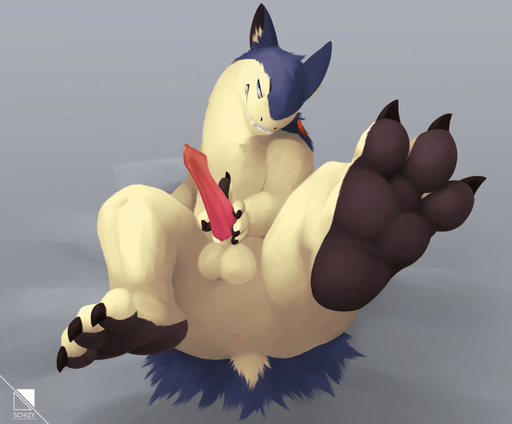 2021 3_toes anthro anus balls black_claws claws erection feet foot_fetish foot_focus fur genitals grey_background humanoid_feet male penis pokemon_(species) red_penis schizy simple_background solo tan_body tan_fur thin_penis toes typhlosion video_games // 1280x1061 // 118.3KB