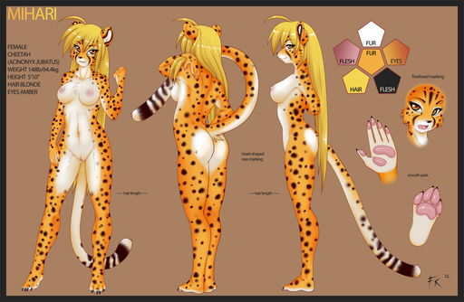 2012 amber_eyes anthro barely_visible_genitalia barely_visible_pussy big_breasts biped black_nose blonde_hair breasts butt butt_heart cheetah chest_tuft color_swatch english_text felid feline female fluff-kevlar fur genitals hair long_hair looking_at_viewer mammal mihari model_sheet navel nipples nude open_mouth orange_body orange_fur paws pubes pussy raised_tail side_view simple_background smile solo spots standing text tuft white_body white_fur yellow_body yellow_fur // 1421x927 // 425.6KB