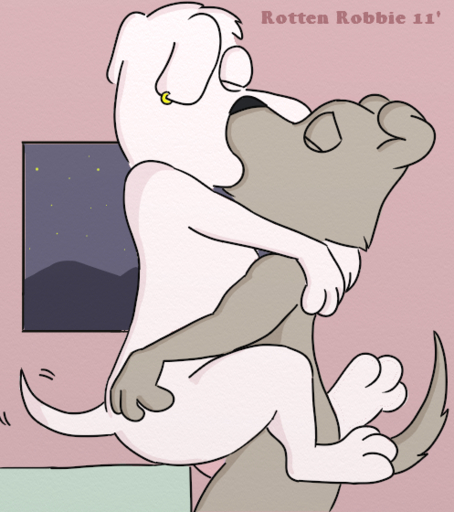anal anal_penetration anthro canid canine canis domestic_dog duo erection jasper_(family_guy) kissing male malemale male_penetrated male_penetrating male_penetrating_male mammal new_brian nude penetration penis rotten_robbie sex // 497x560 // 336.2KB