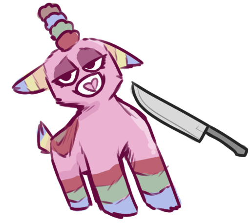 equid equine female feral fur horn horse keadonger knife mammal meme parody pink_body pink_fur piñata scp-956 scp_foundation simple_background solo unicorn // 622x555 // 142.7KB