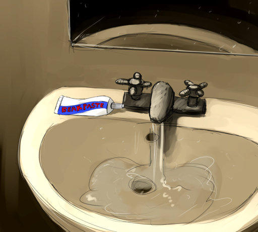 english_text hladilnik humor mirror pun sink text toothpaste water zero_pictured // 1280x1152 // 811.0KB
