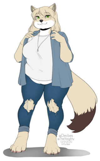 2020 4_toes 5_fingers anthro blonde_hair breasts canid canine canis clothed clothing coyote digital_media_(artwork) eyebrows eyelashes feet female fingers green_eyes hair hi_res kittydee mammal simple_background solo standing toes white_background // 797x1280 // 349KB