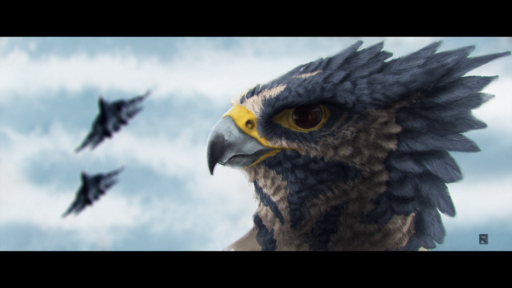 16:9 2018 aircraft airplane ambiguous_gender avian beak bird black_eyes blurred_background brown_sclera cloud day digital_media_(artwork) falcon falconid falcrus falcrus_(character) feathers feral front_view grey_beak grey_body grey_feathers gryphon headshot_portrait hi_res jet letterbox logo looking_aside mythological_avian mythology outside peregrine_falcon portrait sky solo white_body white_feathers // 1920x1080 // 3.0MB