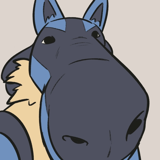 advos ambiguous_gender big_nose big_nostrils blue_body blue_fur canid canine close-up digital_media_(artwork) feral fur hi_res looking_at_viewer lucario mammal pokemon_(species) simple_background solo video_games // 2048x2048 // 163.8KB