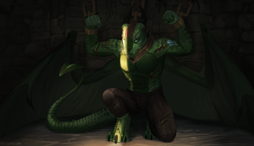 2019 3_toes 5_fingers anthro barefoot biped blood bodily_fluids clothed clothing digital_media_(artwork) dragon feet fingers green_body green_scales lynncore male membrane_(anatomy) membranous_wings scales scalie solo toes topless western_dragon wings // 1280x737 // 768.4KB