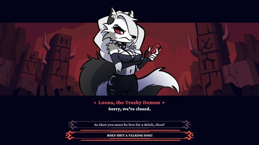 16:9 angry anthro breasts canid canid_demon capaoculta cleavage clothed clothing crossover demon digital_media_(artwork) english_text female fur grey_body grey_fur hair hellhound helltaker helluva_boss hi_res loona_(vivzmind) mammal midriff navel phone profanity red_sclera shaded solo text text_box white_body white_fur white_hair widescreen // 2048x1152 // 149.4KB