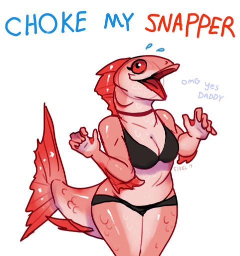 2019 5_fingers anthro bikini bodily_fluids breasts cleavage clothed clothing curvy_figure digital_media_(artwork) english_text excited eyelashes female fin fingers fish fivel gills humor marine membrane_(anatomy) meme non-mammal_breasts open_mouth pun red_eyes red_snapper scales simple_background slightly_chubby smile solo sweat swimwear text until_it_snaps visual_pun voluptuous webbed_hands white_background wide_hips // 939x1000 // 599.0KB